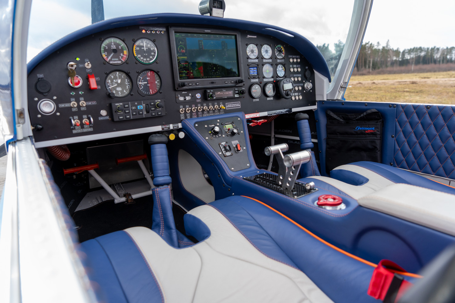 Custom Garmin avionics panel in a Belmont cockpit