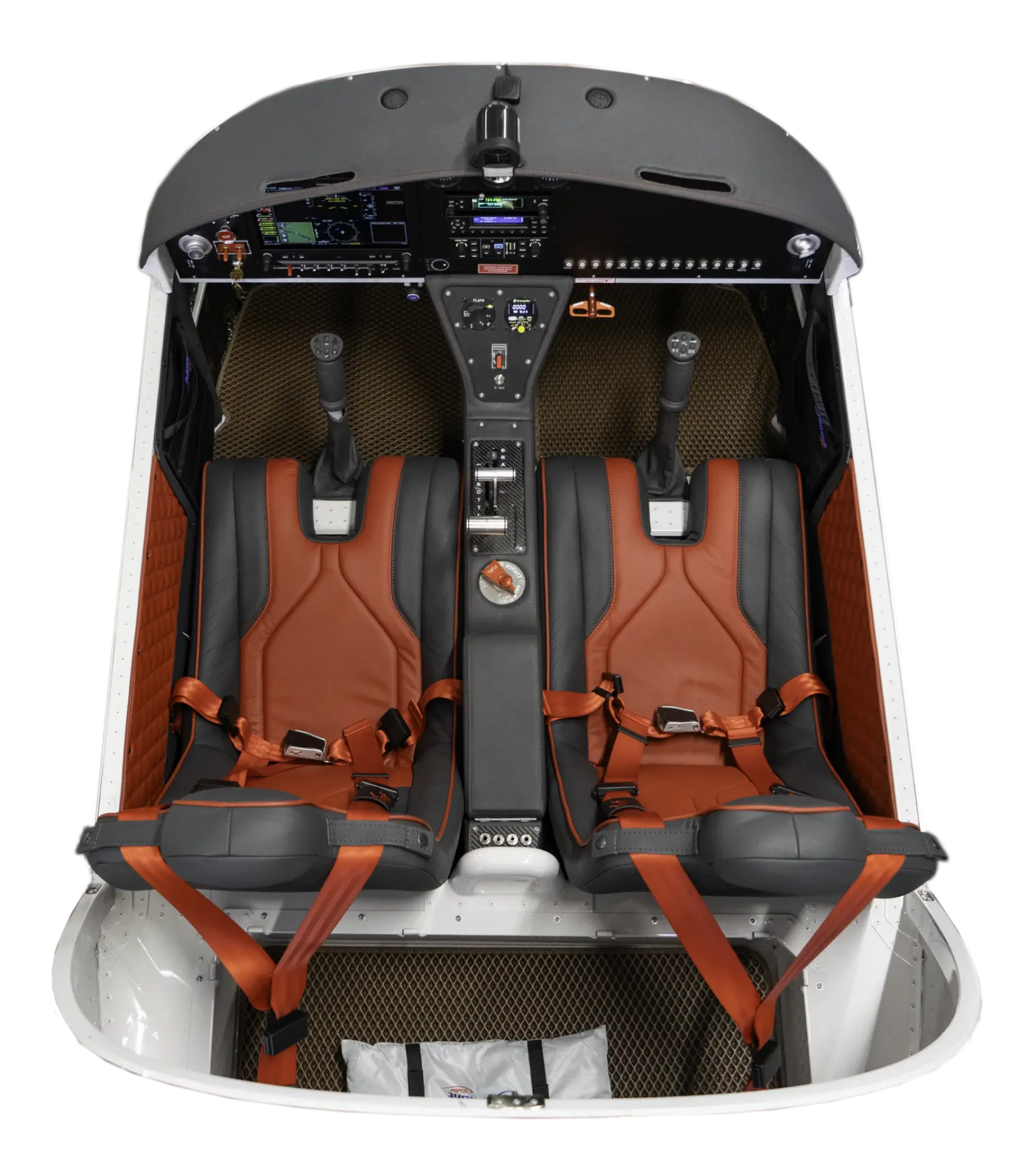 Bespoke Belmont cockpit with custom leather seats and Garmin glass panel