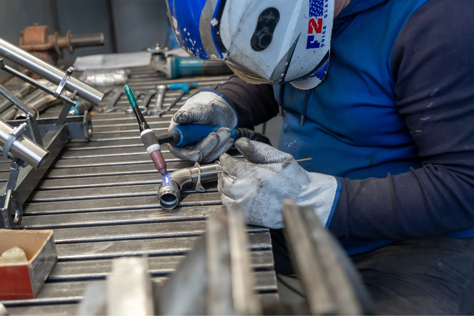 TIG welding a Belmont aluminum airframe component